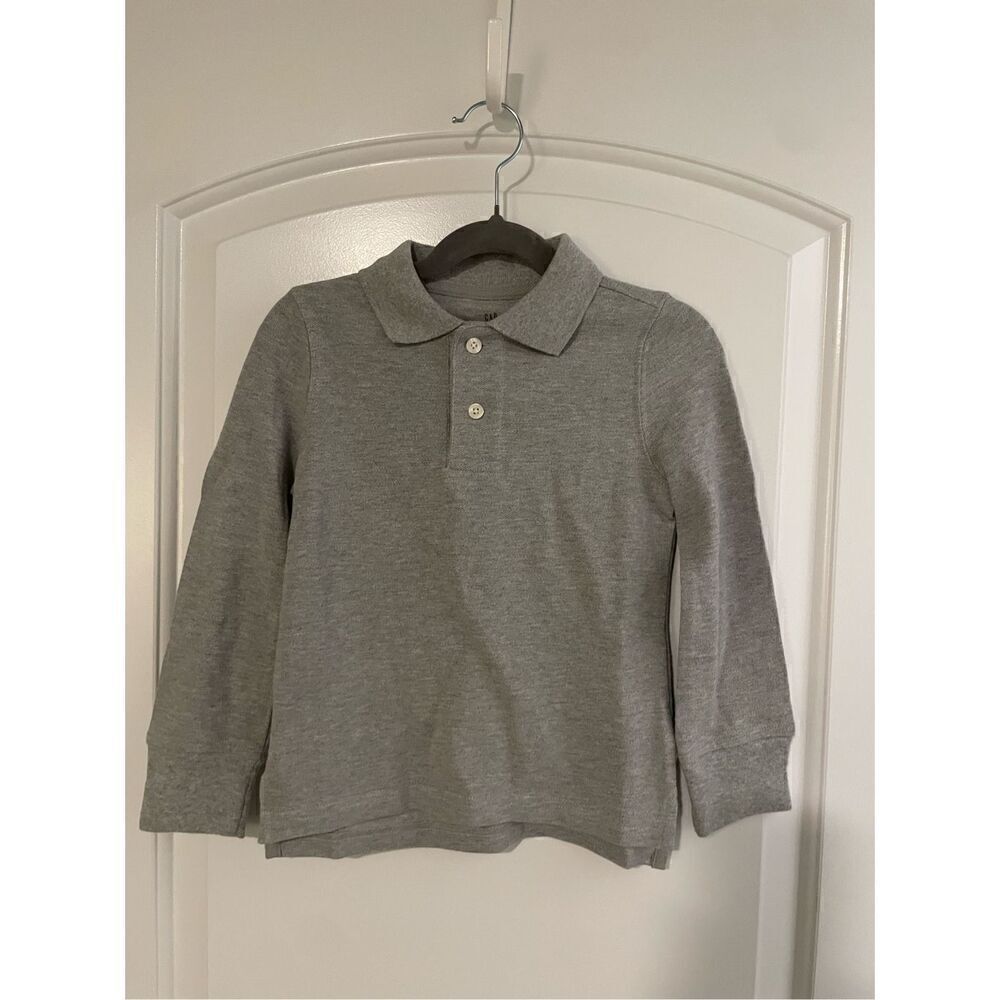 New boys gray Gap organic cotton long sleeve polo size XS